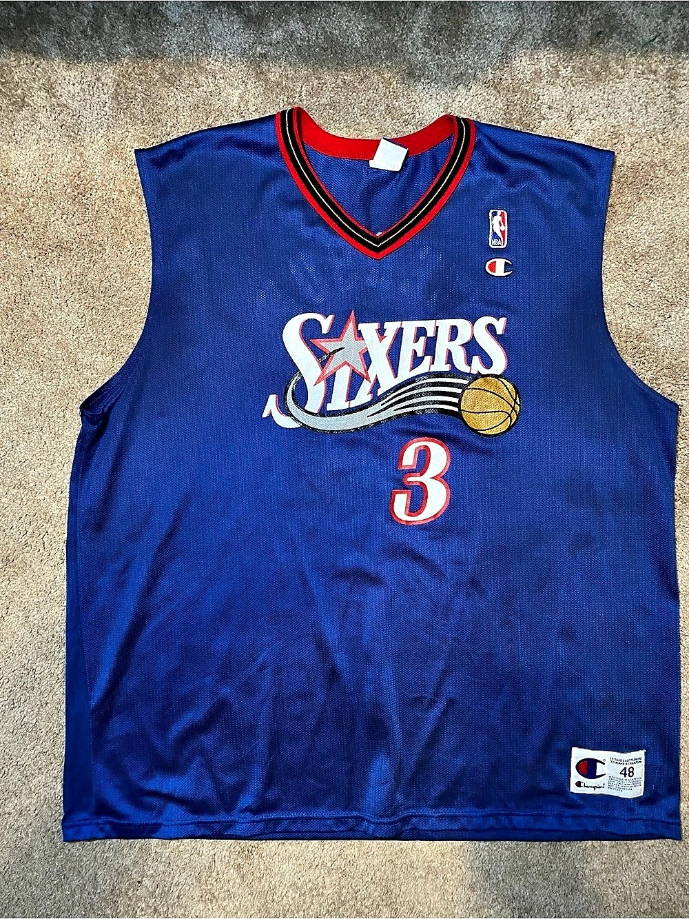 Champion Philadelphia 76ers Allen Iverson #3 Vintage Champion Jersey Blue & Red